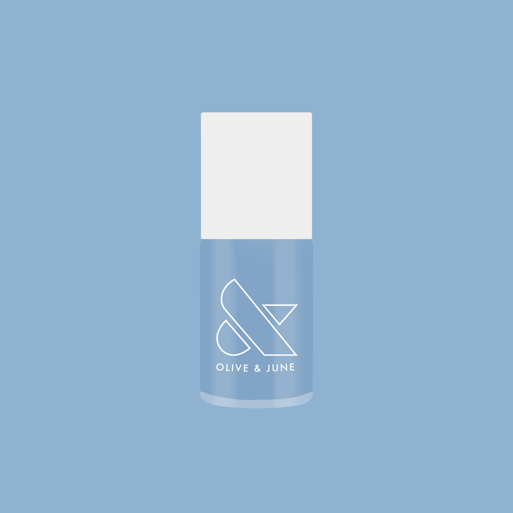 Olive and June gel polish bottle in Shades of Seersucker, a vibrant periwinkle blue for a fresh summer mani look