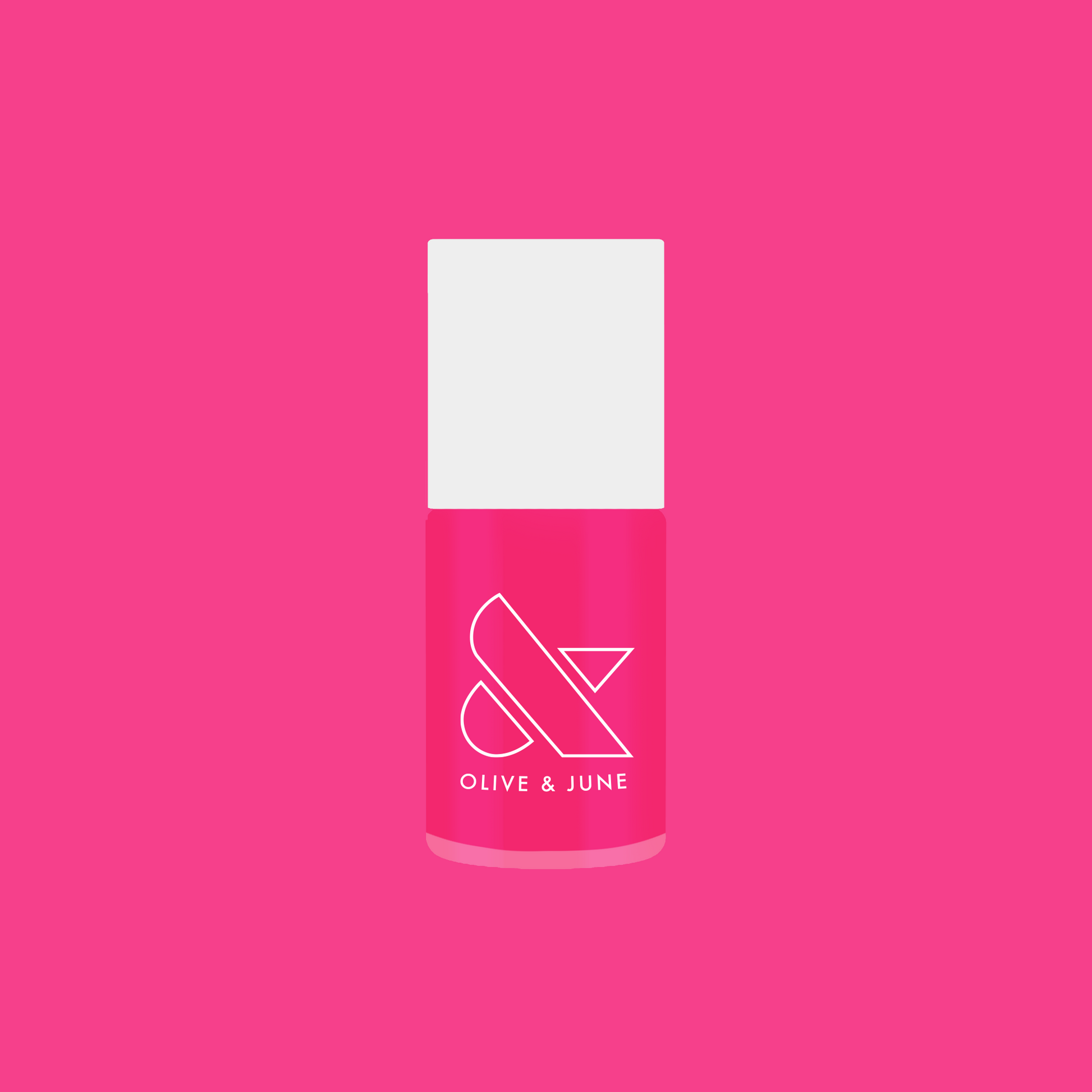 Bright hot pink Love All nail polish bottle by Olive and June for quick-dry, long-lasting at-home manicure looks