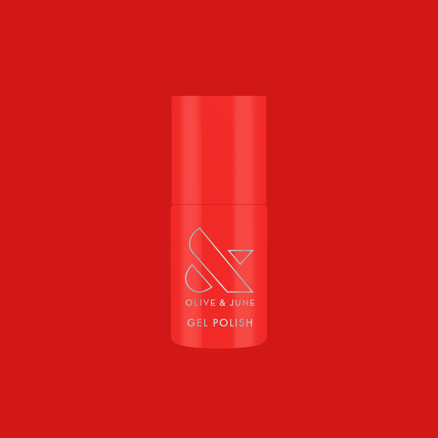 CV - Gel bottle displayed in a bright cherry red shade for a long-lasting gel polish manicure by Olive and June