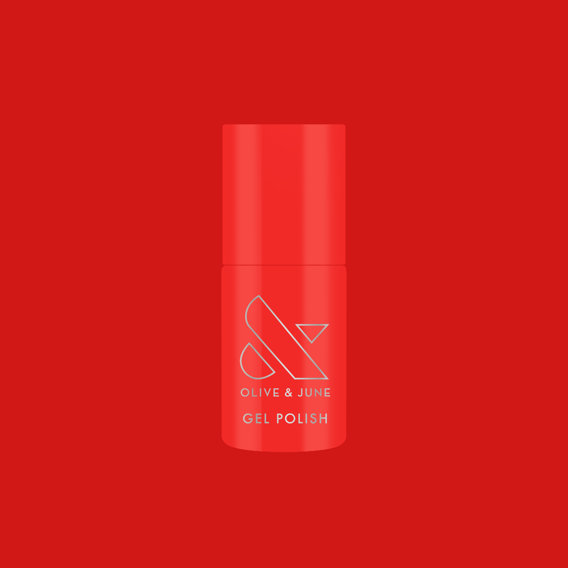 CV - Gel bottle displayed in a bright cherry red shade for a long-lasting gel polish manicure by Olive and June
