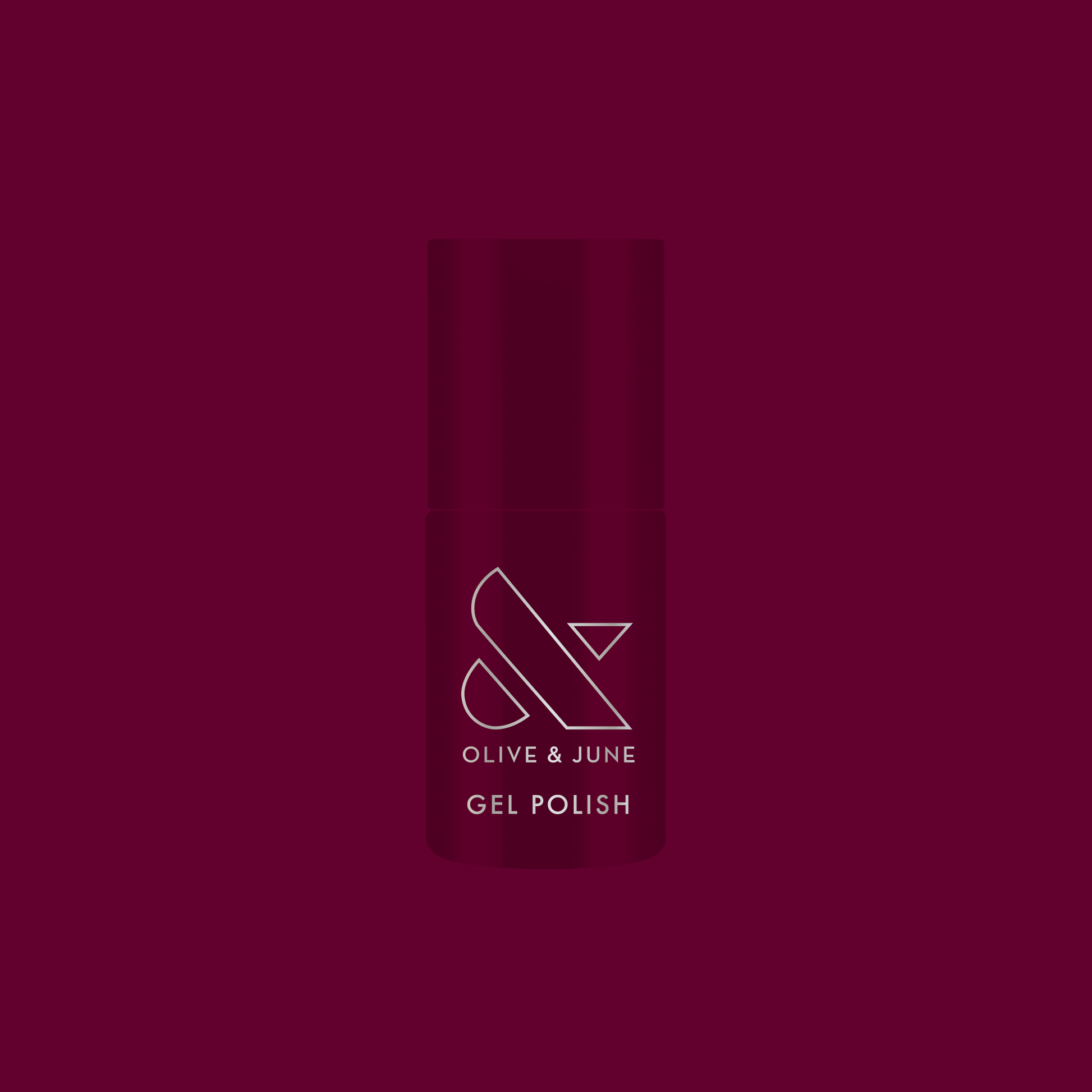 Mulberry - Gel polish bottle on rich deep maroon background for a premium long-lasting mani by Olive and June