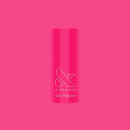XOXO - Gel bottle shown in a bright hot pink shade for a bold, long-lasting at-home gel manicure by Olive and June