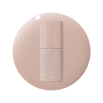 Bottle of CDJ - Gel nail polish by Olive and June in a creamy neutral shade on matching background