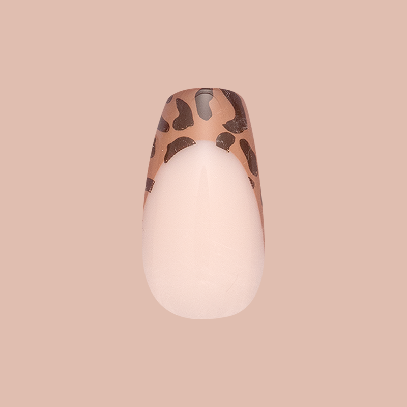 Classic Cheetah French - Press-On | Medium | Coffin