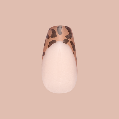 Classic Cheetah French - Press-On | Medium | Coffin