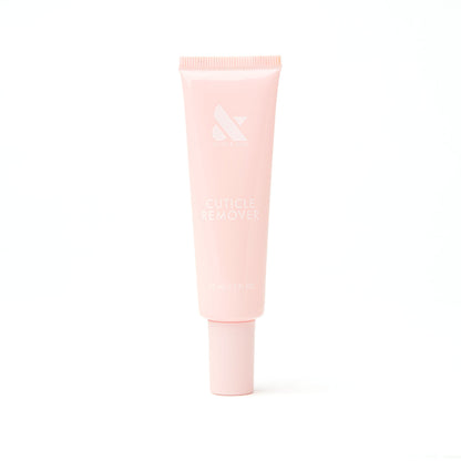 Soft pink tube of Cuticle Remover designed for gentle exfoliation and easy manicure care shown on white background