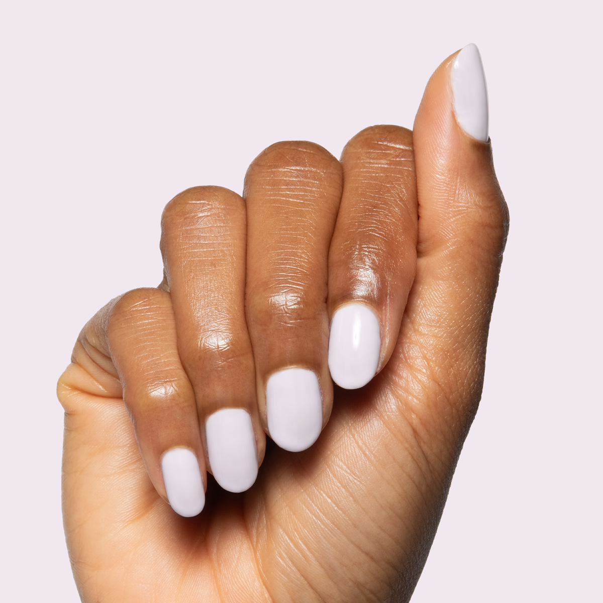 TT - Gel on medium-length natural nails in a soft lavender shade with grey undertones for a polished mani by Olive and June