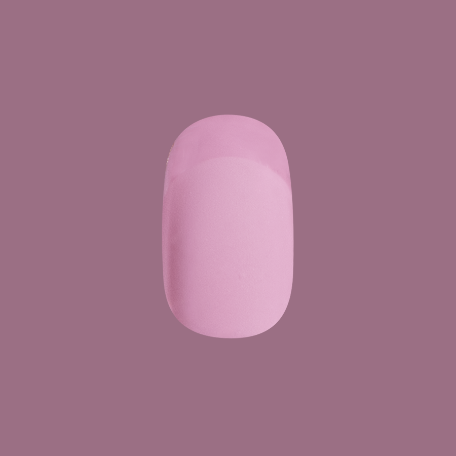 Glossy Tip Rosy French - Press-On | Short | Round press-on nail with matte rosy base and subtle glossy french tip manicure