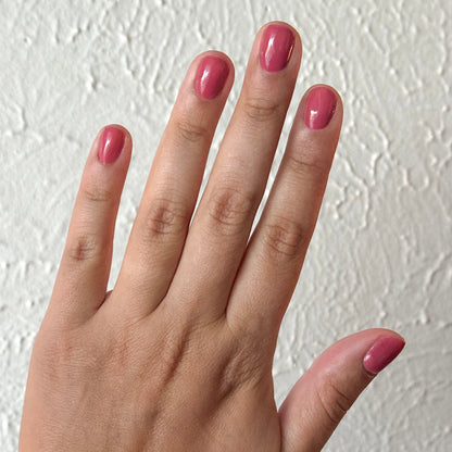 LD - Gel shown on natural nails in a muted rosy pink for a smooth, long-lasting gel manicure by Olive and June