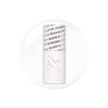 Sugar Glow - Builder Gel showing sheer milky white gel polish bottle on white background for strong manis