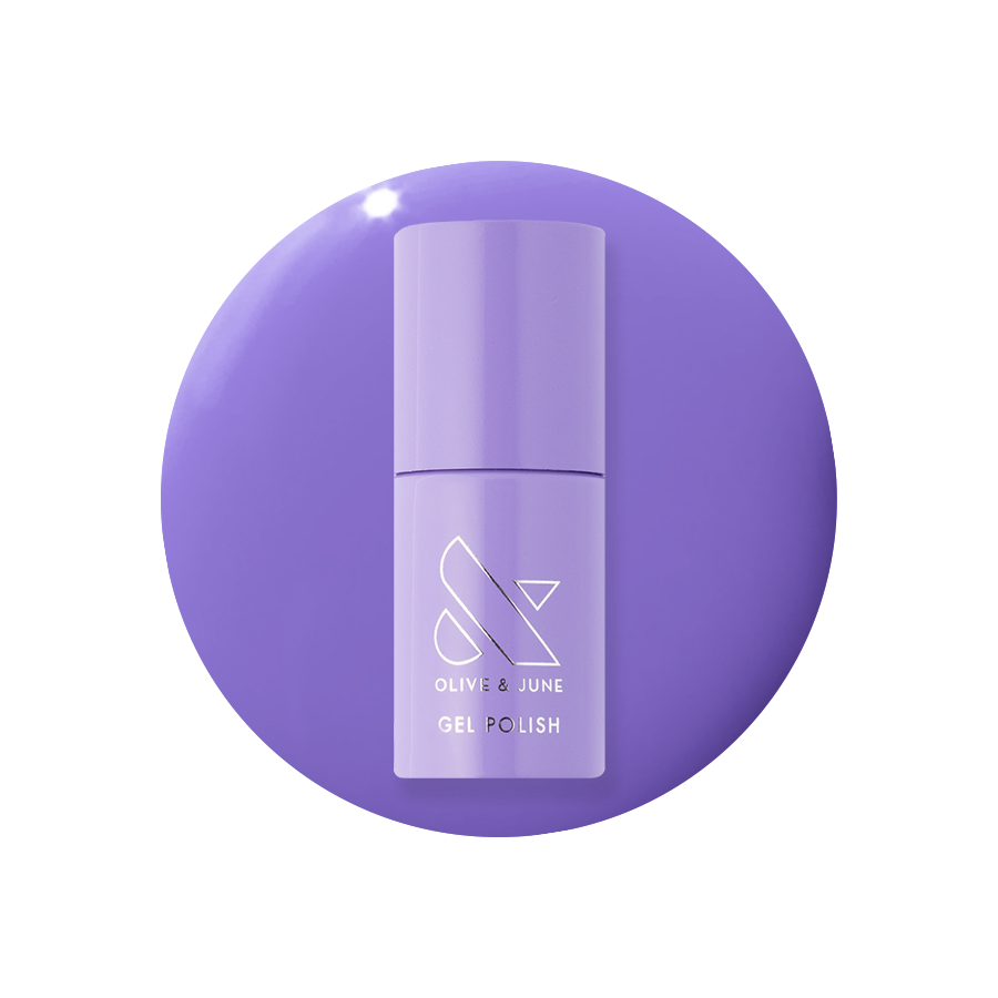Bold & Unshaken - Gel bottle shown in bold vibrant purple for a long-lasting gel polish manicure by Olive and June