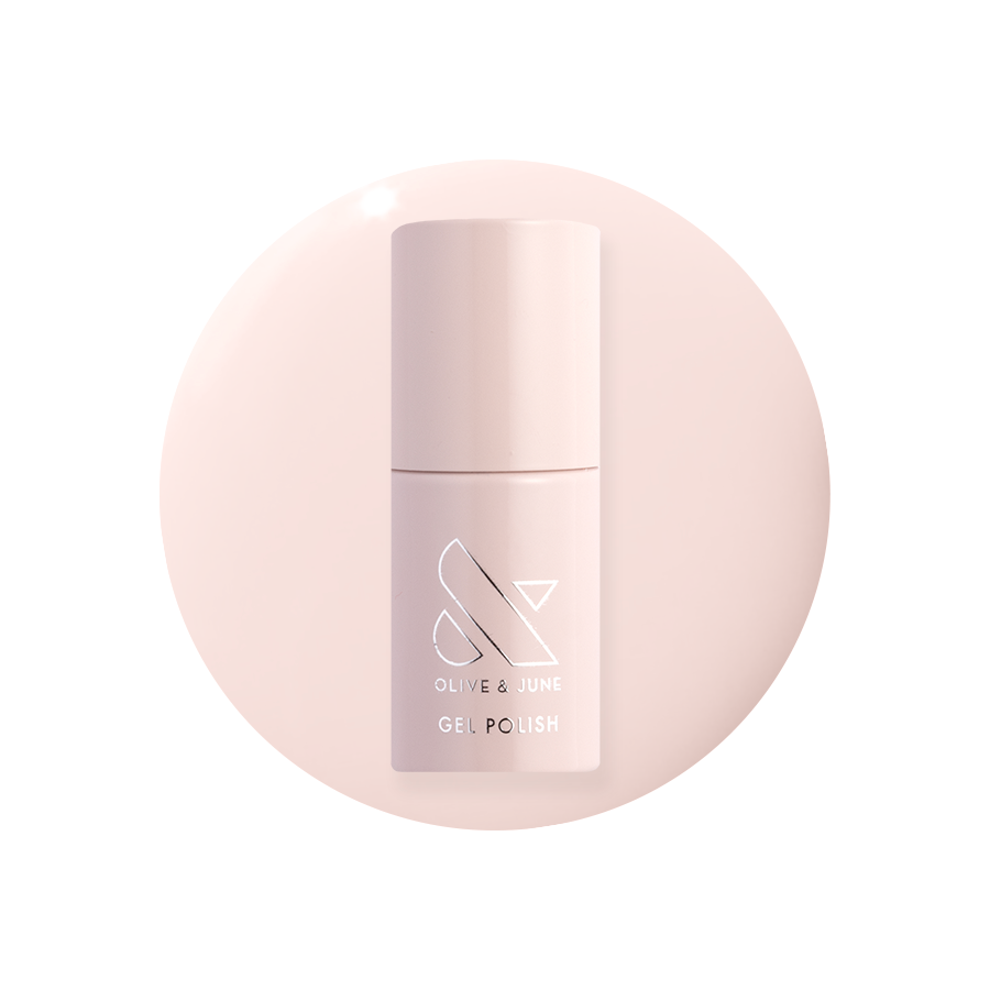 GH - Gel bottle of opaque baby pink gel polish by Olive and June for a glowy, versatile at-home manicure look
