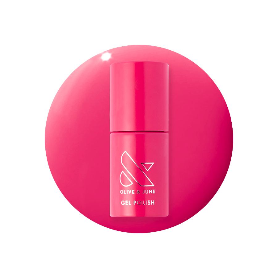 XOXO - Gel bottle in a vibrant hot pink shade for a bold, long-lasting gel manicure at home by Olive and June