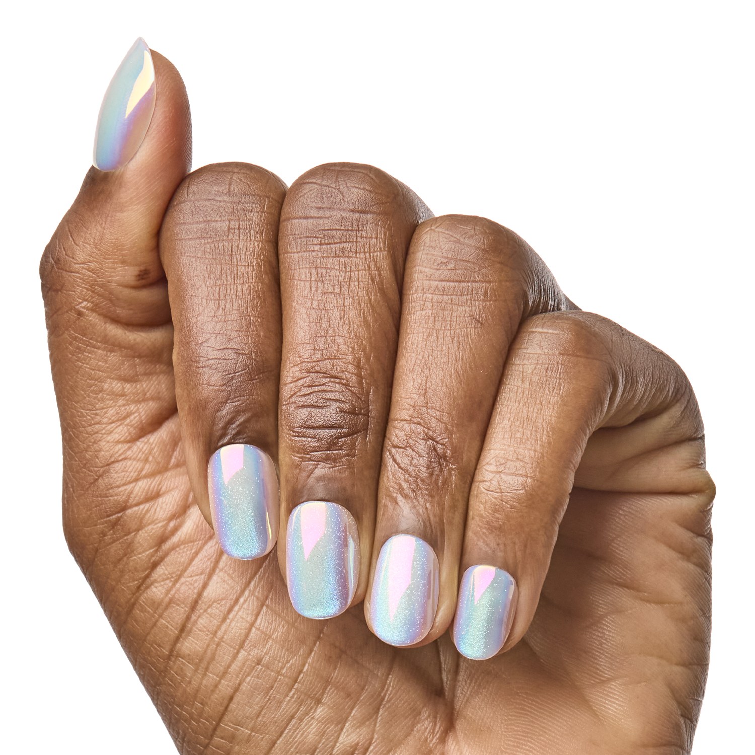 Unicorn Chrome Shimmer | Extra Short | Round - Tab Press-On