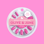 Pink Chrome Outline - Press-On | Medium | Almond glossy pink false nails with chrome edges for a quick, easy at-home manicure