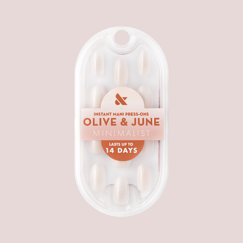 Pure White Syrup Gradient - Press-On | Medium | Oval showing packaged medium oval white gradient press-on false nails by Olive & June