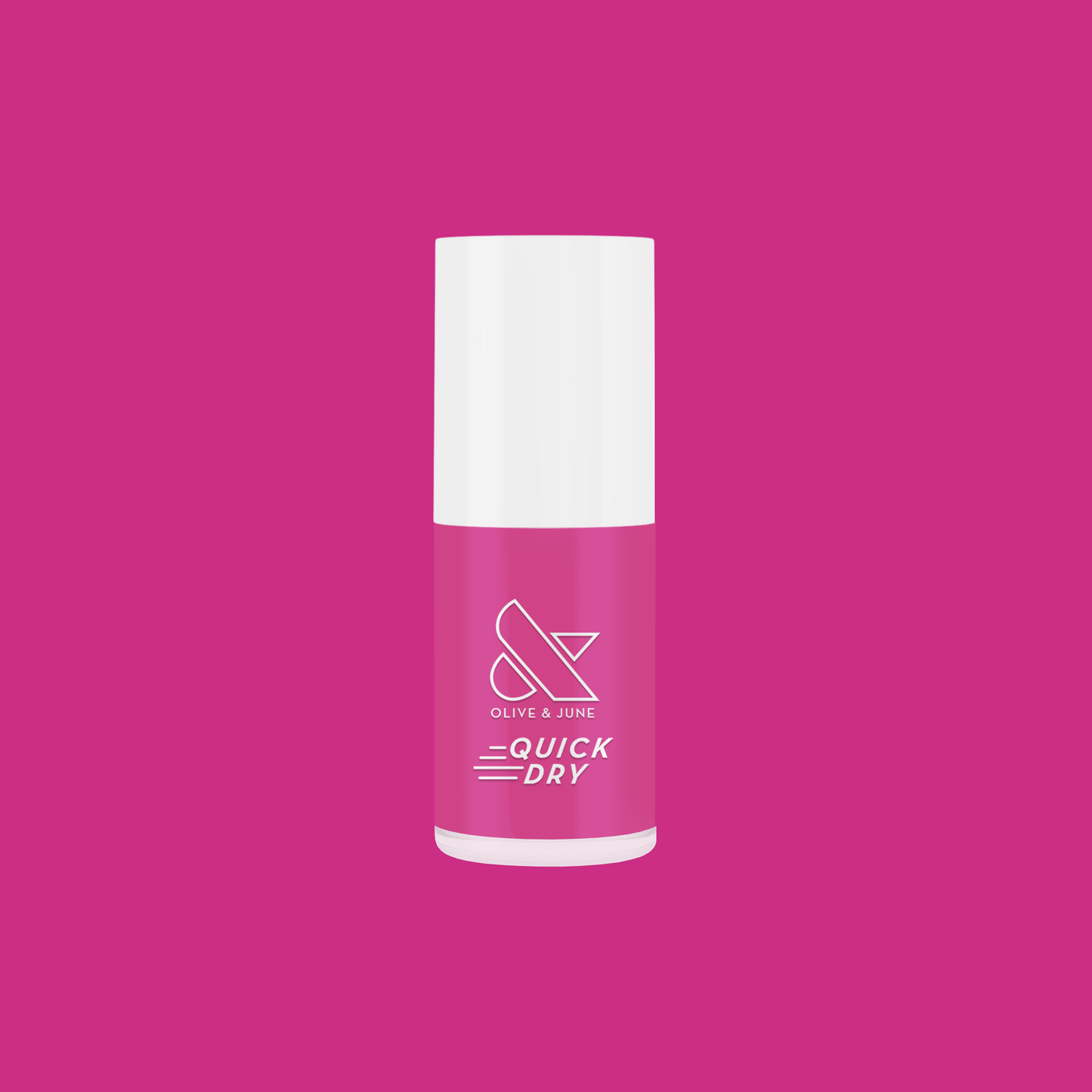 Wildest quick dry gel polish bottle in bold orchid magenta purple shade on solid magenta background