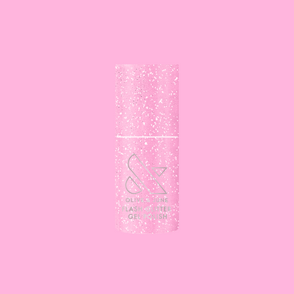 Rosé Rhymes with Partay Gel bottle with cool-toned pink flash glitter gel polish for a sparkling manicure