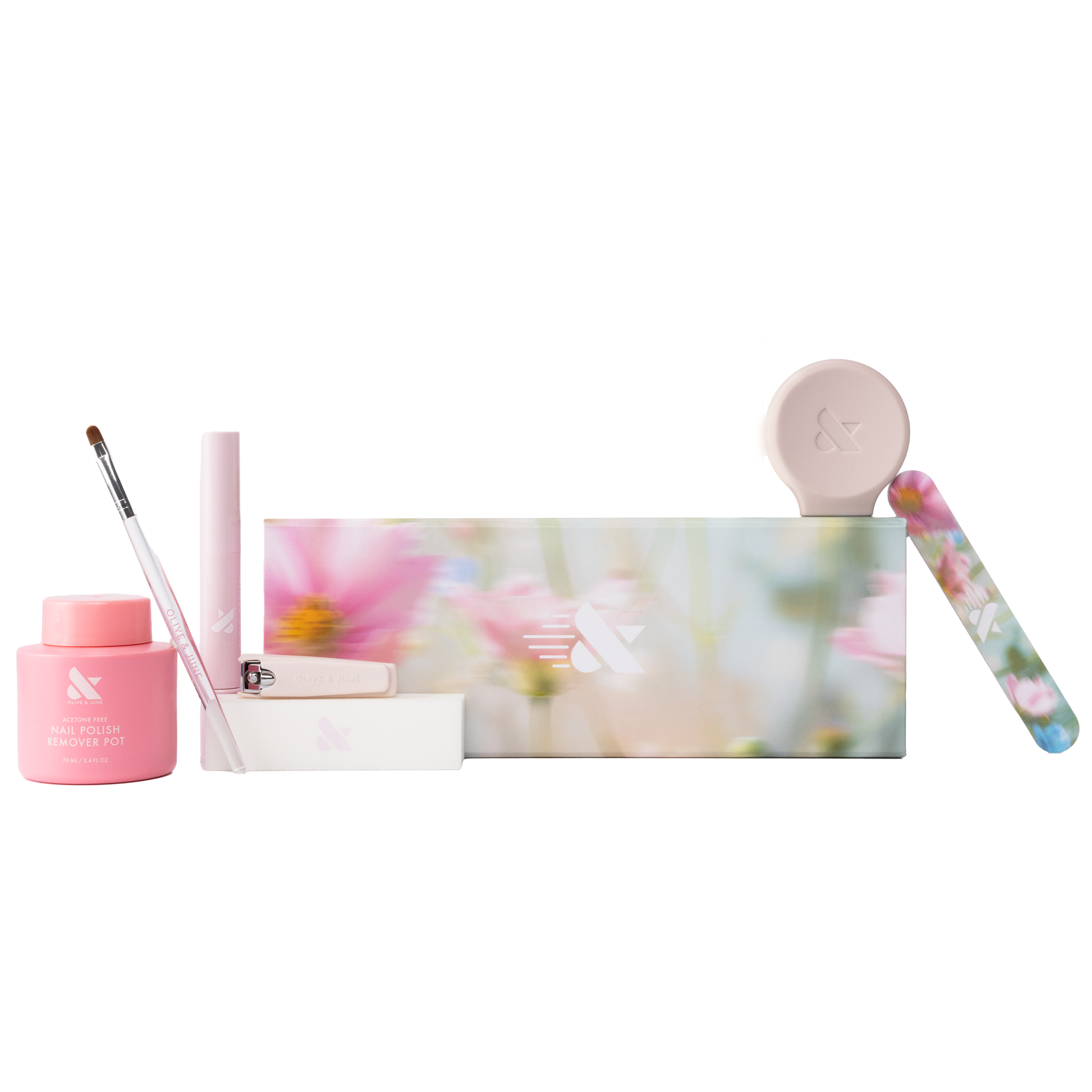 The Quick Dry Mani System - 6 Polishes with remover pot, nail tools, and floral case for easy at-home quick drying manicure