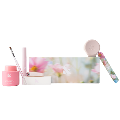The Quick Dry Mani System - 6 Polishes with remover pot, nail tools, and floral case for easy at-home quick drying manicure
