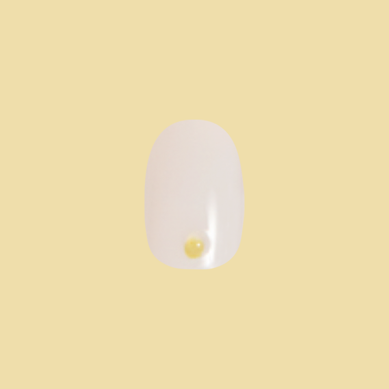 Citrus Studs - Press-On | Short | Round milky neutral nail with 3D lemon yellow accent for easy at-home mani