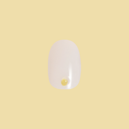 Citrus Studs - Press-On | Short | Round milky neutral nail with 3D lemon yellow accent for easy at-home mani