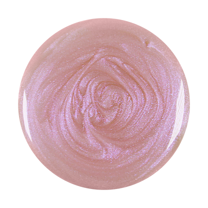 Close-up of Baroque gel polish swirl showing pearly white iridescent shimmer with quick-dry formula for mani use