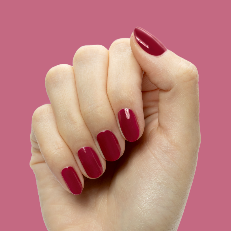Mulberry - Gel on natural nails with deep maroon gel polish for an elegant and long-lasting manicure by Olive and June