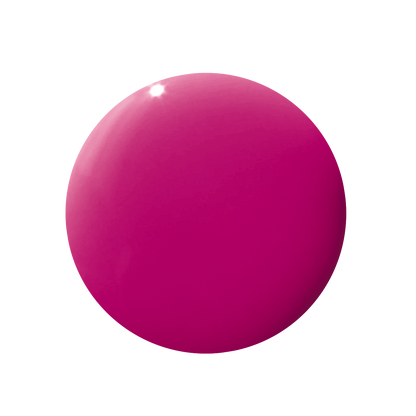 Glossy circular swatch of Wildest bold orchid magenta gel polish for vibrant quick dry manicures and pedis at home