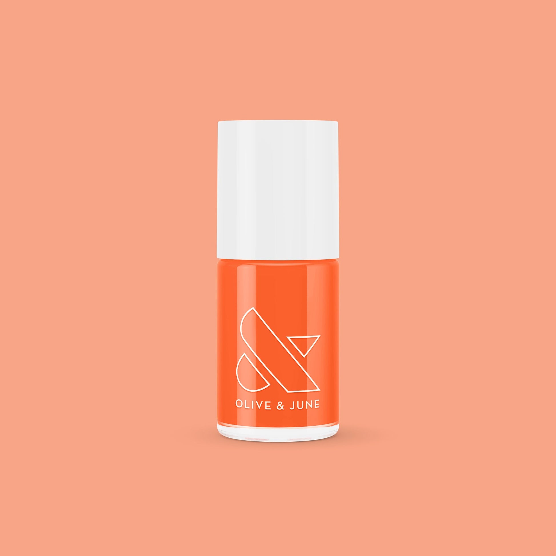 You're a 10 gel polish bottle in vibrant tangerine shade on matching orange background for bold mani looks